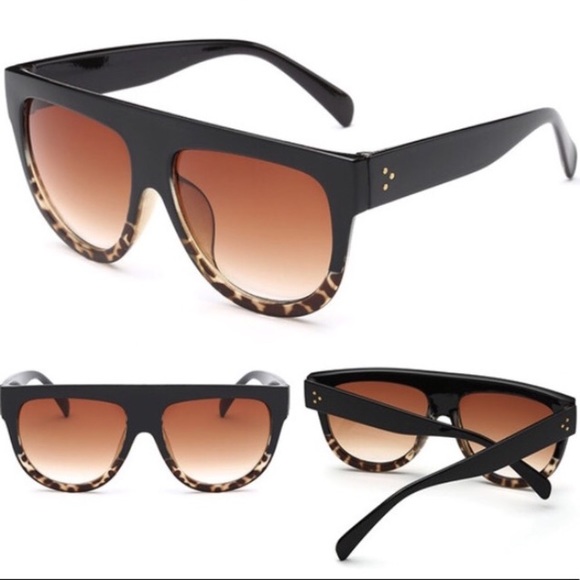 Large Oversized Flat Top Frame Sunglasses in Black or Tortoise - Picture 3 of 5